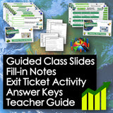 Educational materials including slides, notes, and activities with a world map background.