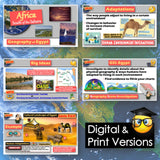 Educational materials on Africa, South of the Sahara, with a focus on Egypt's geography and adaptations.