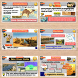 Educational geography slides on a wooden background
