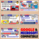 Educational materials on a wooden surface with Google and Microsoft compatibility text.