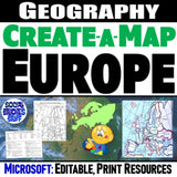 Europe Geography Activity - Europe Create a Map Worksheet - Microsoft Resource