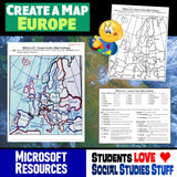 Europe Geography Activity - Europe Create a Map Worksheet - Microsoft Resource