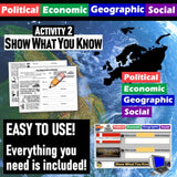 Europe PEGS Factors Lesson & Game - Political Econ Geo Social - MS Digital Resources