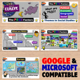 Educational materials on a wooden surface with 'The PEGS Factors' branding.