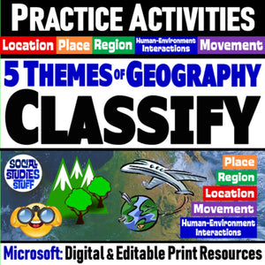 Five Themes of Geography Practice Worksheet Activities - MS Digital Resources