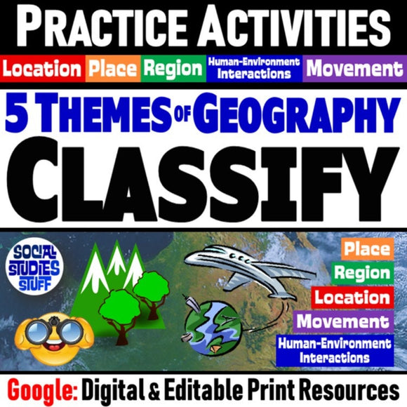 Five Themes of Geography Practice Worksheet Activities - Google Digital Resources