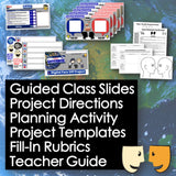 Educational materials with text overlay on a blue and green abstract background