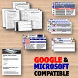 Assorted documents and Microsoft/Google compatible text on a wooden surface