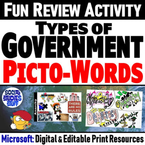 Types of Government Vocabulary Activity - PictoWords - MS Digital Resources