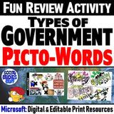 Types of Government Vocabulary Activity - PictoWords - MS Digital Resources