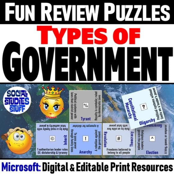 Types of Government Vocabulary Review Puzzles - Microsoft Digital Resources