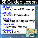 5E Guided Lesson structure with activities on a world map background