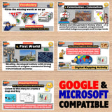 Educational content on a wooden surface with Google and Microsoft compatibility text.