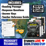 How Did Hitler Happen? Close Reading WWII Worksheet - Microsoft Resource