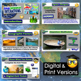 Educational materials on human-environment interactions with various activities and questions.