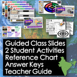 Educational materials with text overlay on a world map background