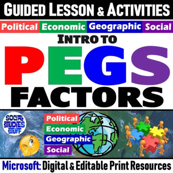 Intro PEGS Factors Lesson & Activities - Political Econ Geo Social - MS Digital Resources