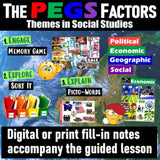 Intro PEGS Factors Lesson & Activities - Political Econ Geo Social - MS Digital Resources