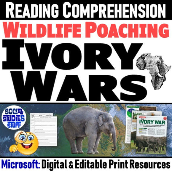 Illegal Ivory Poaching Close Reading Activity - Africa Geography - MS Digital Resources