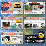 Educational materials on Africa, specifically focusing on the ivory trade and elephants, with digital and print versions.