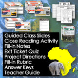 Educational materials with text on a world map background