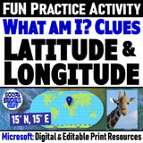 FUN Latitude and Longitude Activity - World Map Skills Practice - MS Digital Resources