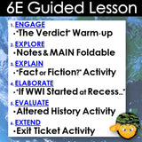 6E Guided Lesson structure with activities on a blue background
