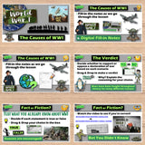 Educational World War I lesson plans on a wooden surface
