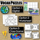 Basic Map Skills Review - Geography Vocabulary Puzzles & Quiz | Print & Digital