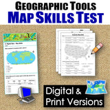 Basic Map Skills Review - Geography Vocabulary Puzzles & Quiz | Print & Digital