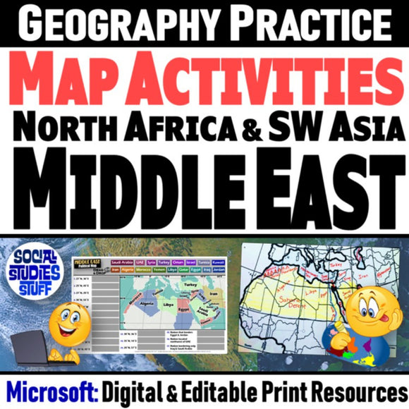 Southwest Asia & North Africa Geography Activities Middle East Map - MS Digital Resources