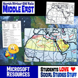 Southwest Asia & North Africa Geography Activity - Middle East Map Worksheet - MS Resource