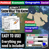 Middle East PEGS Factors Lesson - Politics Economy Geography Social - MS Digital Resources