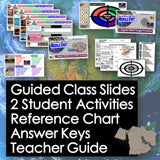 Educational materials with text overlay on a world map background
