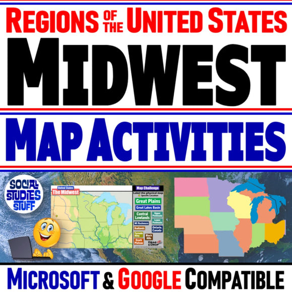 Midwest Region Map Activities – Regions of the United States - Digital Resources