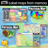 Midwest Region Mapping Challenge - US States, Capitals & Landforms