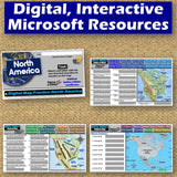 North America Geography & US Mexico Canada Map Skills Activities - MS Digital Resources