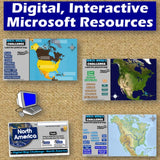 North America Geography & US Mexico Canada Map Skills Activities - MS Digital Resources