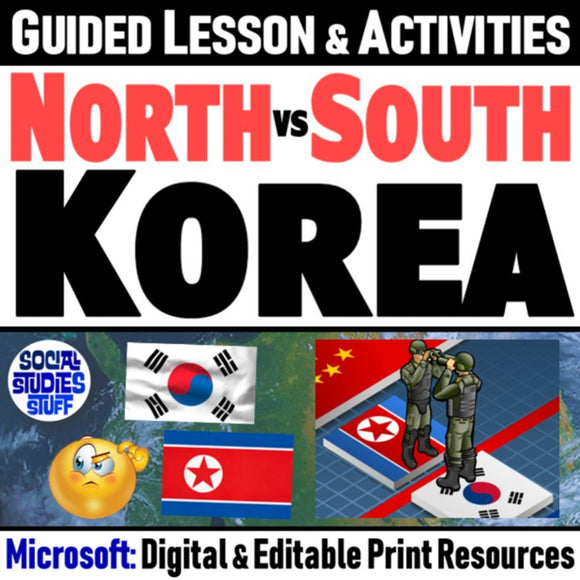 North & South Korea Differences Lesson & Korean War Activities - MS Digital Resources