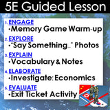 5E Guided Lesson structure with activities on a blue background