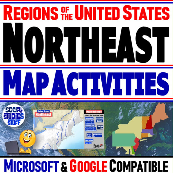 Northeast Region Map Activities - Regions of the United States Digital Resources