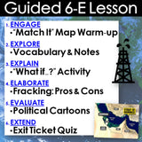 Educational lesson plan with steps and activities on a map background