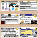 Educational materials on a wooden surface, including text files and graphics related to OPEC and economic analysis.