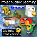 Educational materials for project-based learning on Africa with maps and research tools.