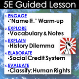 Educational lesson plan with 5E components on a blue textured background