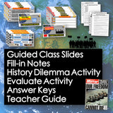 Educational materials including slides, notes, and activities with a world map background.