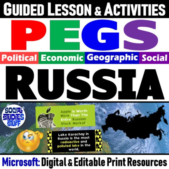 Russia PEGS Factors Lesson - Politics Economy Geography Social - MS Digital Resources