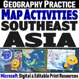 Southeast Asia Geography & SE Asia Map Skills Practice Activities - MS Digital Resources