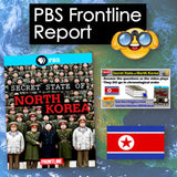 PBS Frontline Report cover featuring a group of people in military uniforms with a North Korean flag and map background.
