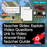 Educational materials on North Korea with text overlay